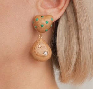 Pendientes colgantes artísticos hechos a mano con cristales de imitación y madera para fiestas, uso diario, festivos, elegantes, para mujer, joyería llamativa con aros. - Product Image 2