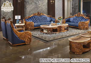 Juego de sofás tallados en negro y dorado Royal para sala de estar, juego de sala de estar de madera maciza de primera calidad, juego de sofás de cinco plazas al por mayor, EE. UU. - Product Image 5