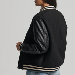 Chaquetas Varsity para Mujer, Mangas de Lana, Personalizables, Diseño Sólido, Otoño, OEM, Personalizables, Largo Regular, Algodón, Impermeables - Product Image 2