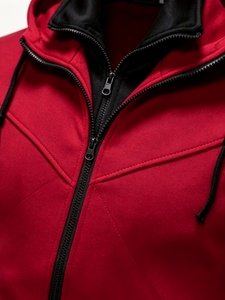 Men's Maroon Hooded <b>Zip</b> <b>Up</b> <b>Jacket</b> Slim Fit Windproof Polyester Casual Lightweight Outerwear Winter Wear - Product Image 3