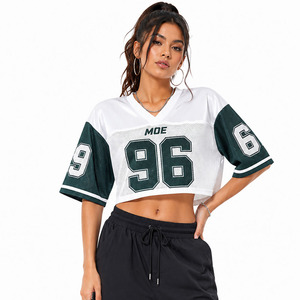 Camiseta Corta Estilo Y2K para Mujer, Jersey de Fútbol Americano Oversize, Venta al Por Mayor, Malla de Poliéster Ligera, Impresión de Letras por Sublimación Personalizada - Product Image 1