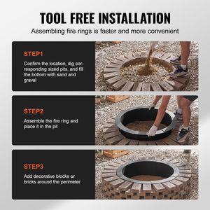 Heavy Duty 44-Inch Outer 39-Inch Inner Diameter Fire Pit <b>Ring</b> 10-Inch Height 2.5mm <b>Thick</b> Carbon Steel Liner Burning Corten Steel - Product Image 5