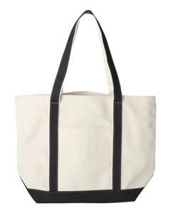 Custom Logo Plain <b>Medium</b> Beach Tote <b>Bag</b> Wholesale Cotton Two Tone Shopping Canvas Contrast Shoulder Handles - Product Image 2