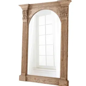 Espejo de pared grande con marco de madera de estilo rústico para sala de estar o dormitorio, con superficie envejecida y acabado artesanal. - Product Image 2