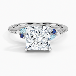 Anillo BOJ 0107 con Corte Princesa, Plata 925, Alexandrita de Laboratorio, Engaste de Puntas, Anillo Solitario con Diamante de 2ct, Color D, VVS1, Moissanita GRA - Product Image 1