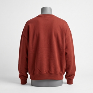 Sweat-shirt col rond pour homme, couleur rouille terre cuite, avec lettrage patch universitaire crème, épais, décontracté et sportif, Fournisseur - Product Image 2