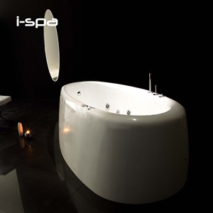 Bañera Acrílica Ovalada Blanca Independiente, Bañera Japonesa de Hidromasaje con Función de Masaje, Baño Spa Moderno para Hotel o Villa - Product Image 4