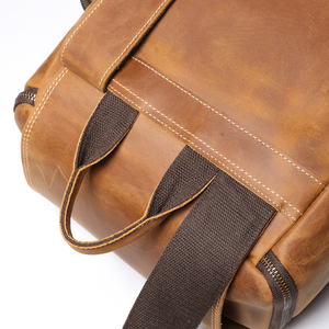 Sac à dos en cuir rétro pour homme, imperméable, grande capacité, sac à dos de voyage, cuir véritable, sac à dos vintage tendance, logo personnalisé OEM - Product Image 6