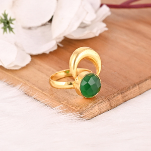 <b>Adjustable</b> Green Hydro Brass <b>Ring</b> Handmade Gemstone Jewelry for Women - Product Image 2