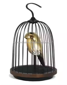 Cage à oiseaux en fil de fer suspendu en métal de qualité couleur marron avec crochet élégant Cage à oiseaux au design moderne - Product Image 2