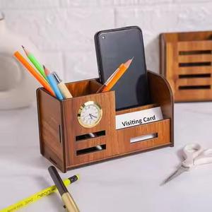 Wooden Pen Holder with <b>Digital</b> <b>Clock</b>-Modern Design Multi-functional <b>Desk</b> Organizer for Office Use Save Space Low Price - Product Image 5