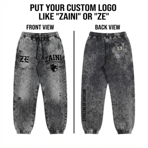 Pantalones Deportivos Ecológicos para Hombre, Cintura Alta, Cierre con Cordón, Teñido al Ácido, 320 GSM, Estilo Urbano, Color Gris - Product Image 1
