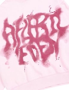 Pink Oversized Hoodie <b>Spray</b> Printed Streetwear Unisex Cotton FRENCH TERRY Regular Fit Front Logo Autumn <b>Style</b> - Product Image 5