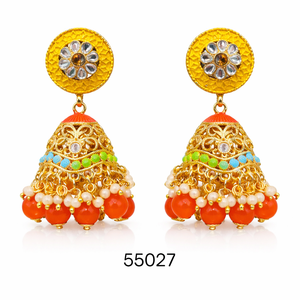 MOLL JEWELLERS Luxury Alloy Gold Plated Coral Heart Shape <b>Stud</b> Earrings for Women Party Wedding Jewelry 55027 - Product Image 1