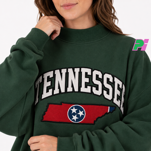 Sweat-shirt à col montant pour femme avec inscription TENNESSEE et appliqué carte, épais et lourd, idéal pour l'hiver - Product Image 6