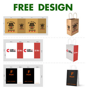 Sacs de courses écologiques en papier kraft blanc et brun avec poignées torsadées, durables, impression personnalisée avec logo, style classique - Product Image 3