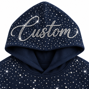 Sudadera con Capucha Personalizada Ecológica de Forro Polar con Logotipo Frontal de Pedrería para Mujer, Chaqueta con Capucha y Bolsillos, Estilo Casual - Product Image 4