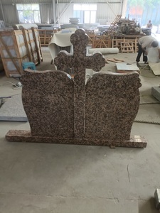 Lápida de Granito Marrón Nuevo de Rumania con Forma de Cruz Celta Ortodoxa para Dos Personas - Product Image 2