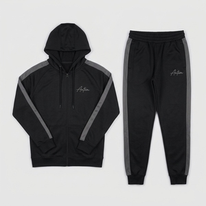 Mens Winter Polyester/Nylon Hooded Tracksuit Set Hoodie Pants Two-Piece Streetwear Fashion Casual Sportswear - Product Image 1