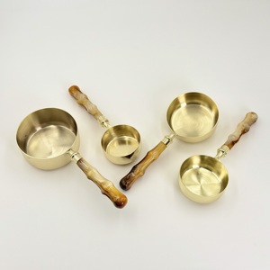 Long Resin Handle Measuring Scoop Set 202 Stainless Steel Coffee Spoon Powder Wood Coffee Scoops Measuring Spoon for Baking - Product Image 4