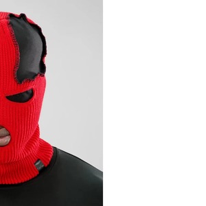 Cagoule en tricot rouge avec patch noir, couvre-visage intégral, unisexe adulte, 56-58 cm, style décontracté - Product Image 3