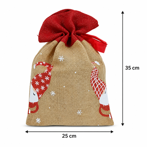 Pochette cadeau de Noël en jute naturelle avec cordon de serrage 25x35 cm, sac en jute rouge Lurex, logo personnalisé, marque privée, vente en gros, OEM, série réutilisable - Product Image 2