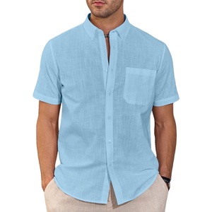 Camisa Casual Moderna para Hombre, Corte Ajustado, Color Sólido, Suave, Cómoda, 100% Algodón, Secado Rápido, Transpirable, Ecológica, Manga Corta - Product Image 2