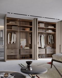 Armoires de chambre à coucher modernes en bois personnalisées JY Project, armoire de chambre à coucher de luxe moderne, meubles de placard en bois pour villa, hôtel, appartement - Product Image 5