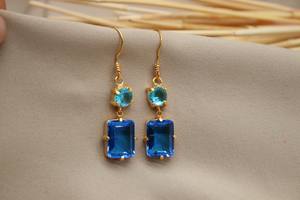 Pendientes de Topacio Azul y Zafiro Hechos a Mano, Plata de Ley 925, Chapados en Oro, Joyería Elegante, Regalo para Ella, Día de la Madre, Fiesta - Product Image 4