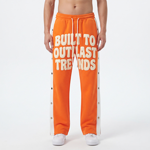 Pantalon de survêtement large à boutons latéraux pour l'hiver, avec bas de pantalon détachable, dernière mode streetwear, coupe ample, pantalon de survêtement à boutons latéraux - Product Image 1