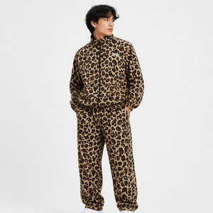 Y2K Custom <b>Men</b>’s Leopard Print Windbreaker Tracksuit Wholesale Retro Streetwear <b>Zip</b> Up <b>Jacket</b> Wide Leg Jogger Sets OEM Hoodies - Product Image 4