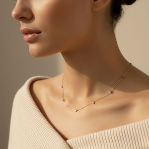Collier pour femme plaqué or 10K, style vintage, avec diamant de laboratoire 1,50 carat (CTW) à taille mixte et serti clos, certifié, pour collier de station - Product Image 6