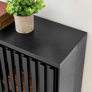 Mid Century Modern Fluted Black <b>Sideboard</b> Cabinet with 2 Outlet Holes Living Room Buffet <b>Storage</b> - Product Image 5