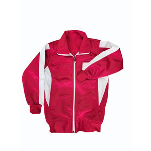 Ensemble de survêtement imprimé à capuche pour homme, coloris blanc, bleu et rouge, veste zippée et pantalon sportifs en polyester tricoté respirant - Product Image 3