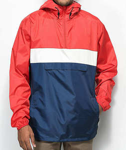 Wholesale Men's Tricolor Windbreaker <b>Jacket</b> Half Zip Pullover Anorak <b>Waterproof</b> Hooded Lightweight Sportswear Outdoor Coat - Product Image 1