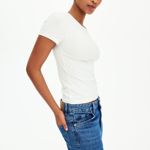 Summer Casual Solid Anti-Pilling Polyester Satin Short Sleeve O-Neck Rushed Loose Fit <b>Top</b> - Product Image 6
