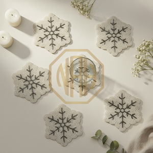 Sous-verre en tissu perlé blanc et rose de 10 mm d'épaisseur, fait main, écologique, motif cœur, pour cupcakes, tapis décoratif de table, Uttar Pradesh - Product Image 5