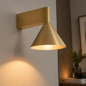 Brushed Aluminum Cone Wall Sconce | Modern Minimalist Bedside Reading Lamp Sule - Product Image 2