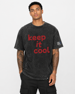 เสื้อยืดโอเวอร์ไซส์สีเทาพิมพ์ลายสำหรับผู้ชาย แบรนด์ Beazer Sports แขนสั้น คอกลม ผ้าฝ้ายลำลอง ลายกราฟิก ล้างสีแบบ Acid Wash - Product Image 1