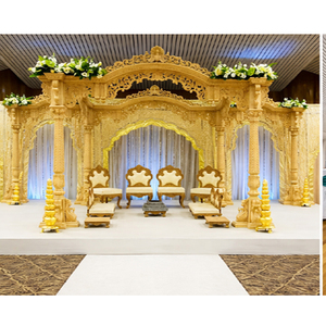 Mandap de mariage indien du sud sculpté à la main en bois, Mandap de mariage exclusif en bois avec motif paon, Mandap de mariage gujarati design, Sydney - Product Image 1