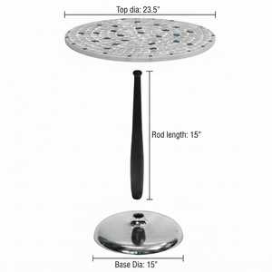 Table de jardin classique en mosaïque avec base en aluminium noir, style méditerranéen, décoration de meubles d'extérieur, plateau durable toutes saisons - Product Image 3