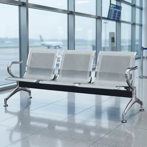 Three Seater Stainless Steel Office <b>Sofa</b> Waiting <b>Bench</b> with Armrests for Reception Lobby Airport Hospital Seating - Product Image 6