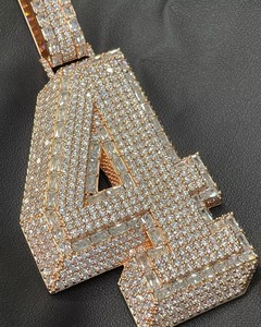 Rose Gold Plated Moissanite Number Letter Name <b>Pendant</b> Iced Out HipHop Charms Custom <b>Initial</b> Letter <b>Pendant</b> Rapper Bling <b>Pendant</b> - Product Image 2