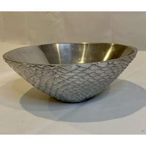 Tazón Ondulado Plateado, Estilo Americano, Artesanía en Metal, Tazones Decorativos, Suministros para Hoteles y Restaurantes, Accesorios de Mesa, Tazón Plateado Hecho a Mano - Product Image 1