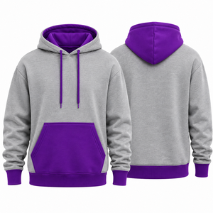 Sudadera con Capucha Gris Púrpura para Hombre, Corte Regular, Forro Polar, Diseño Casual con Bolsillos, Ropa de Otoño - Product Image 1