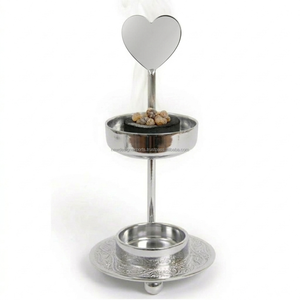 Brûleur élégant en résine plaqué argent avec base gravée - Product Image 2