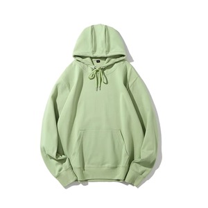 เสื้อฮู้ดโอเวอร์ไซส์ สีเขียวล้วน ผ้าโพลีเอสเตอร์เฟรนช์เทอร์รี่ สไตล์ลำลองสำหรับผู้ชาย ใส่ได้ในฤดูใบไม้ร่วง มีกระเป๋า ดีไซน์ทรงปกติ แขนยาว - Product Image 2