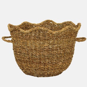 ตะกร้าเก็บของขอบลายหอยเชลล์จากหญ้าทะเลธรรมชาติ ตะกร้าเก็บของทำมือ ขายส่ง เป็นมิตรกับสิ่งแวดล้อม ผลิตในเวียดนาม - Product Image 1