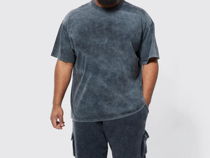 <b>Men's</b> Oversized <b>Tie</b> Dye T-Shirt O-Neck Short Sleeve Plus Size Cotton Jersey Casual Solid Color <b>Black</b> Gray - Product Image 2