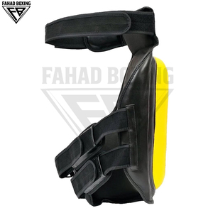 Protège-jambes de boxe durables en gros : Protection améliorée contre les chocs et finition élégante, protège-cuisses personnalisables à motif jaune - Product Image 4